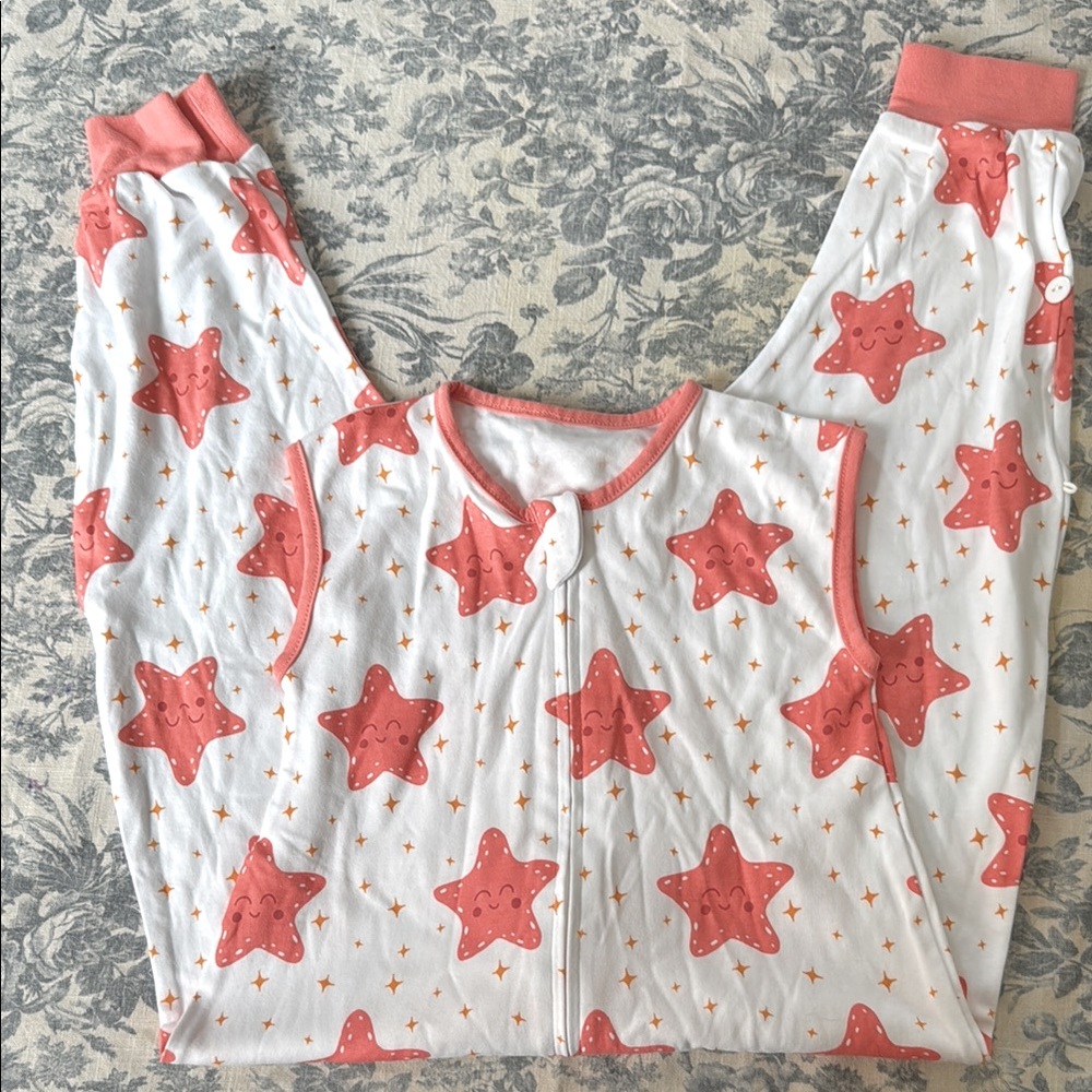 Amazon Pink and White Pajama Set Soft and Stretchy